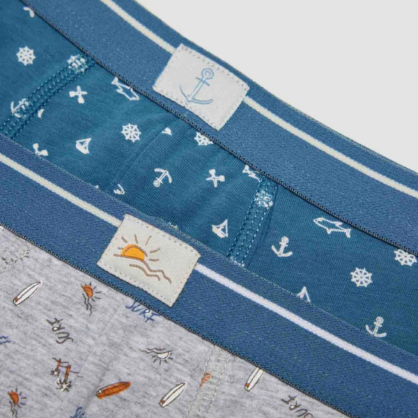 CALZONCILLOS BÓXER INFANTIL ESTAMPADOS PACK DE 2. AZUL Y GRIS