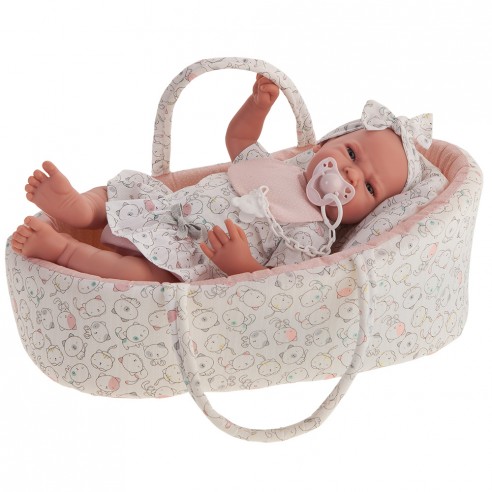 Muñeca recien nacida Lea capazo. 40 cm