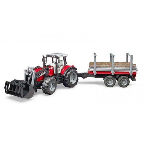TRACTOR MASSEY FERGUSON 7480 C/PALA Y REMOLQUE 02046 BRUDER